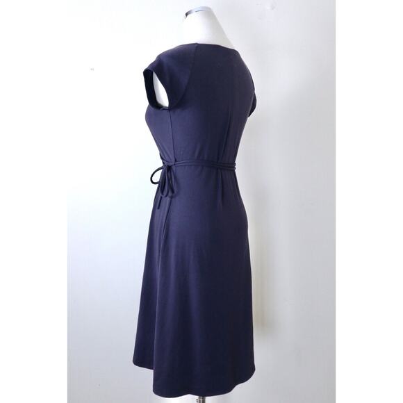 Susana Monaco Size XS Jersey Knit Wrap Dress Cap Sleeve Tie Waist V Neck Navy - Picture 6 of 11